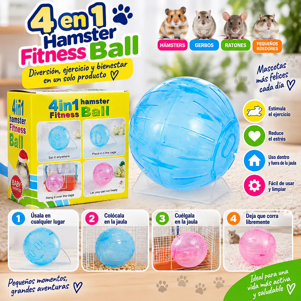 Bola gimnacio hamaster y pequeños roedores tamaño S 1