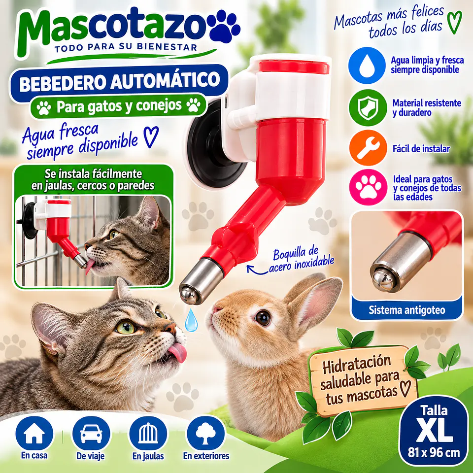 BOQUILLA BEBEDERO DISPENSADOR AGUA MASCOTAS L 1