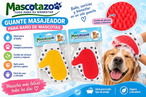 Guante De Silicona Para Peinar Y Bañar Mascotas