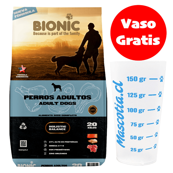 Gratis Vaso + Bionic perro adulto 20 Kg