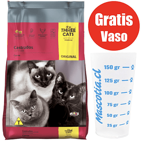 Gratis Vaso + Three Cats Gato castrado 10,1 kg