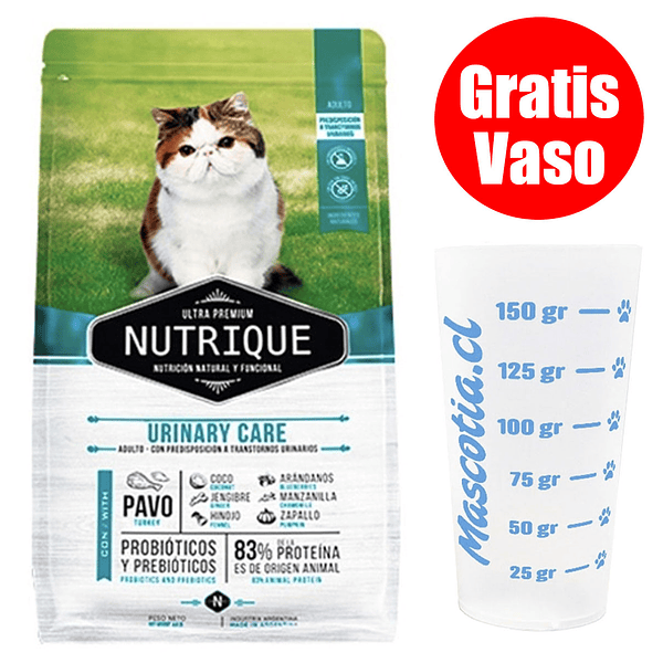 Gratis Vaso + Nutrique Gato Urinary 7,5 Kg Alimento Ultra Premium