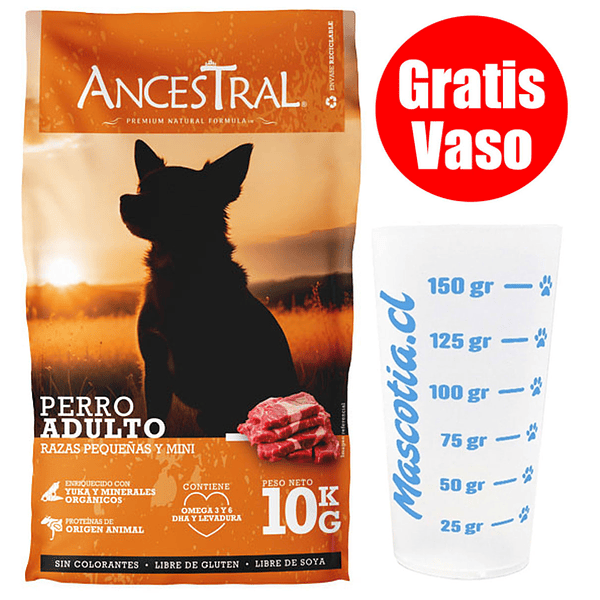 Gratis Vaso + Ancestral Adulto Pequeño y Mini 10 Kg