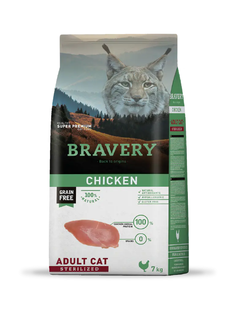 Bravery Adult Cat Chicken (Pollo) Sterilized Alimento Para Gatos 1