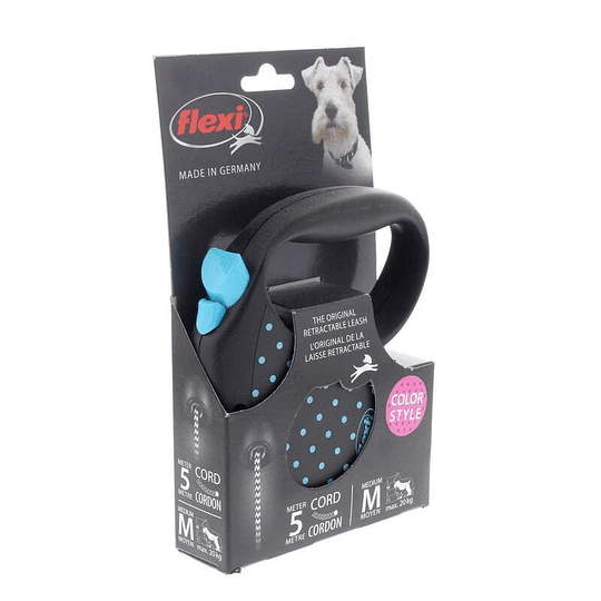 Correa retráctil Flexi Color Dots - Cordon 5mt Azul