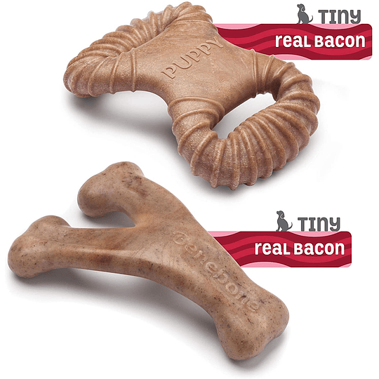 Juguete mordedor de Cachorro Benebone Puppy - Pack doble Sabor Tocino