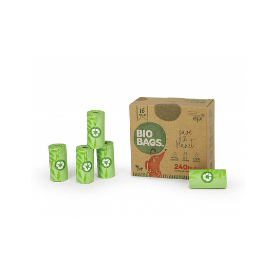 Rollos de Bolsas Oxo Biodegradables para Mascotas - 16 Unidades