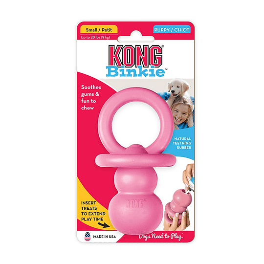 Chupete rellenable para cachorro Kong Puppy Binkie Colores (Celeste / Rosado)