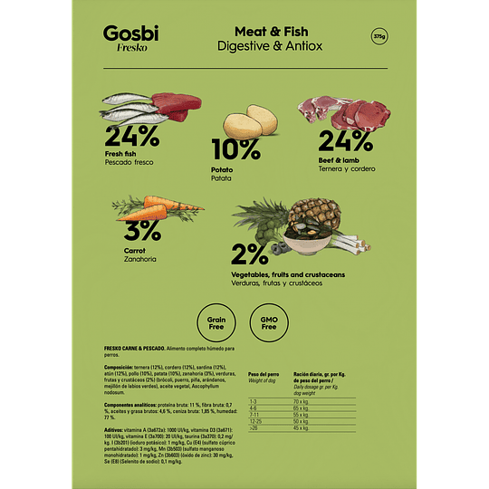 Alimento Húmedo Gosbi Fresko sabor Carne & Pescado - 375gr