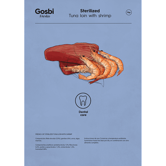 Alimento Húmedo Atún & Camarón Gosbi Fresko Esteril...