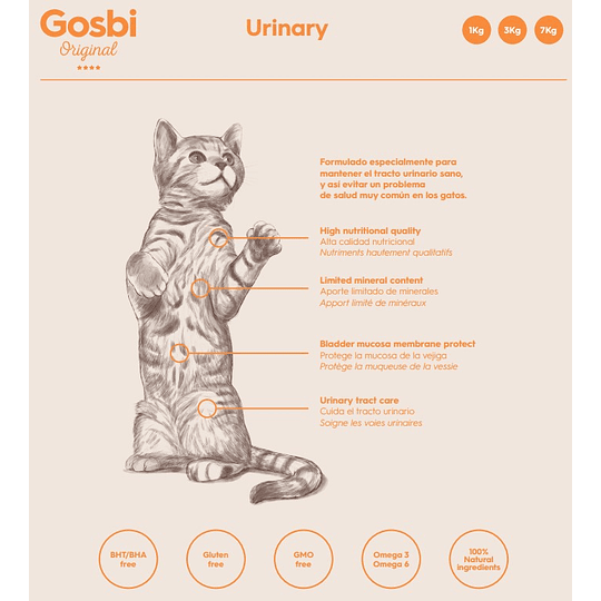Alimento Gosbi Original Urinary Gato Adulto