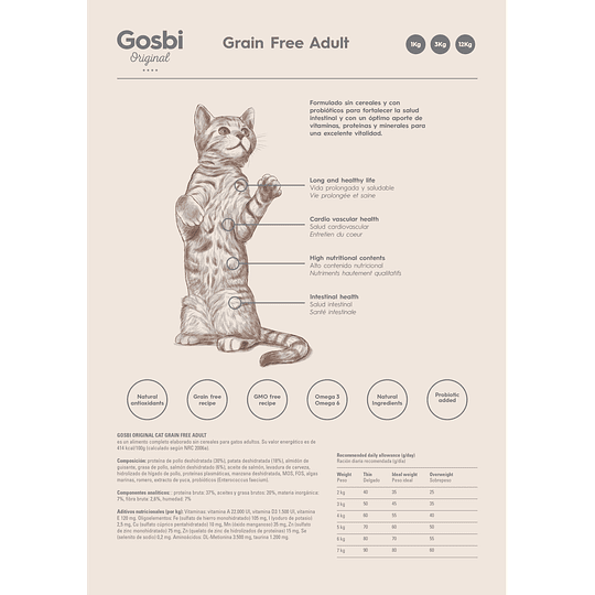 Alimento Gosbi Original Grain Free Gato Adulto