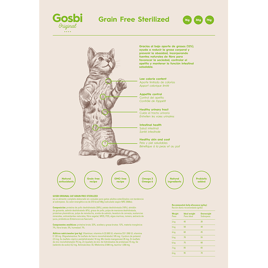 Alimento Gosbi Original Gatos Grain Free Sterilized 