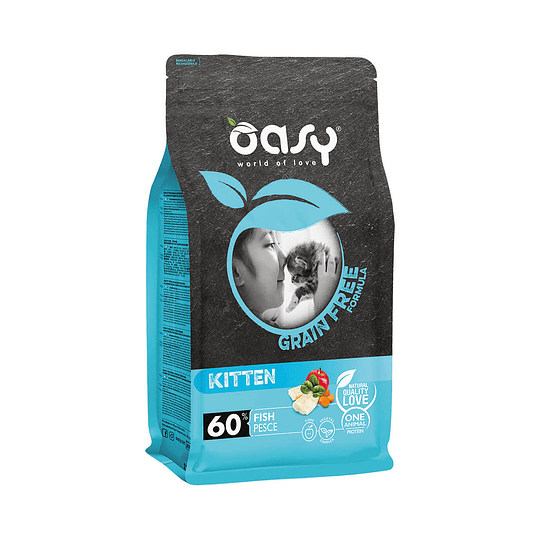 Alimento para Gatos pequeños Oasy Cat GF Kitten sabor pescado 1.5kg