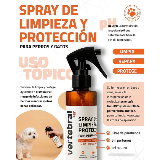 Spray de Limpieza y Protección Microbiana para Mascotas (150 mL)