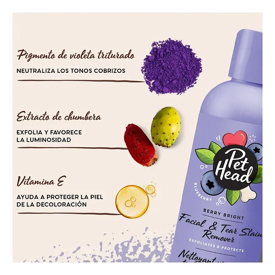 Removedor Manchas Faciales Pet Head Berry Bright Facial Tear & Stain