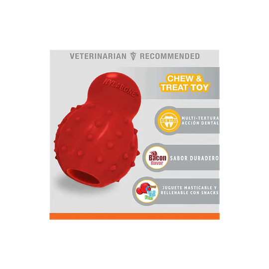 Nylabone Strong Chew Cono 3 en 1 Rellenable y Congelable, Sabor Tocino, Talla M