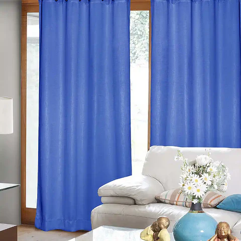  Set 2 Cortinas Embossed Azul