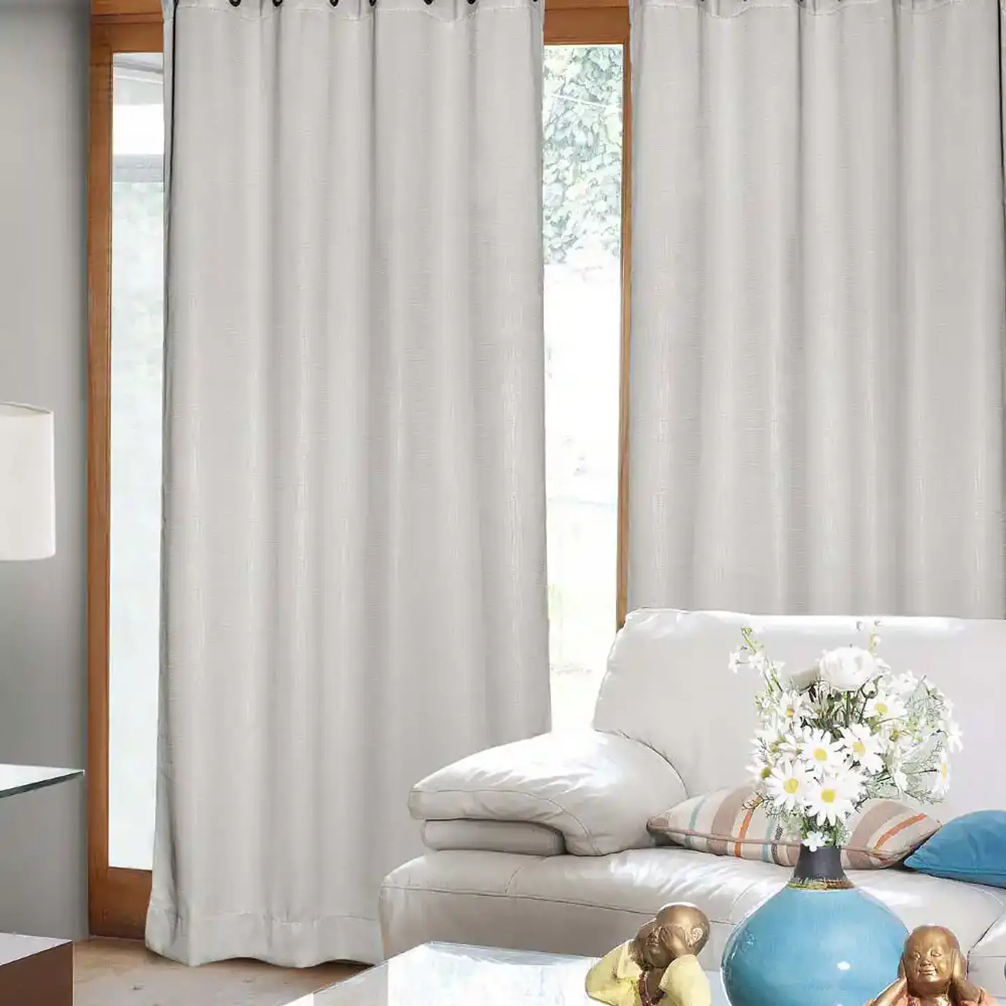  Set 2 Cortinas Embossed Blanco 1