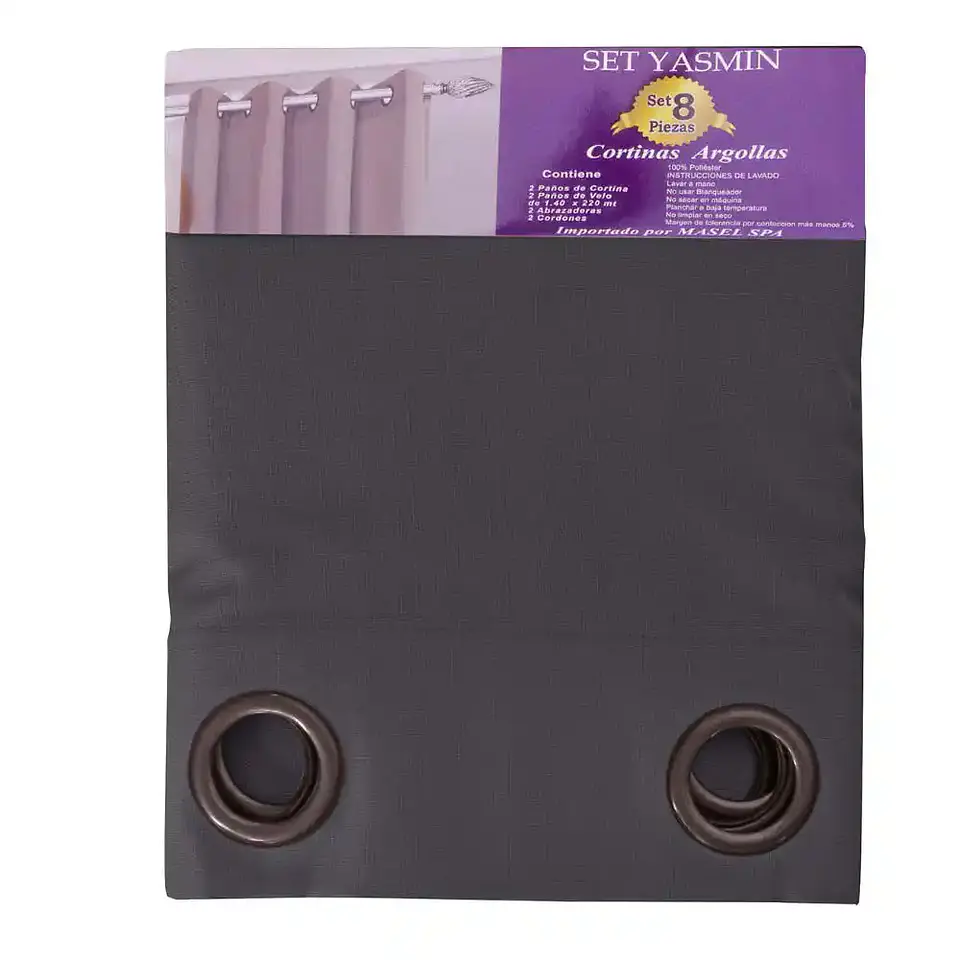Cortina set Yasmin 8 pzas. 1.40 x 2.25 DARK GREY 3