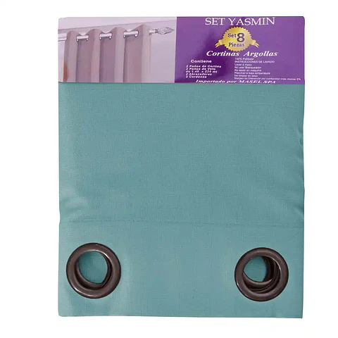 Cortina set Yasmin 8 pzas. 1.40 x 2.25 TURQUESA
