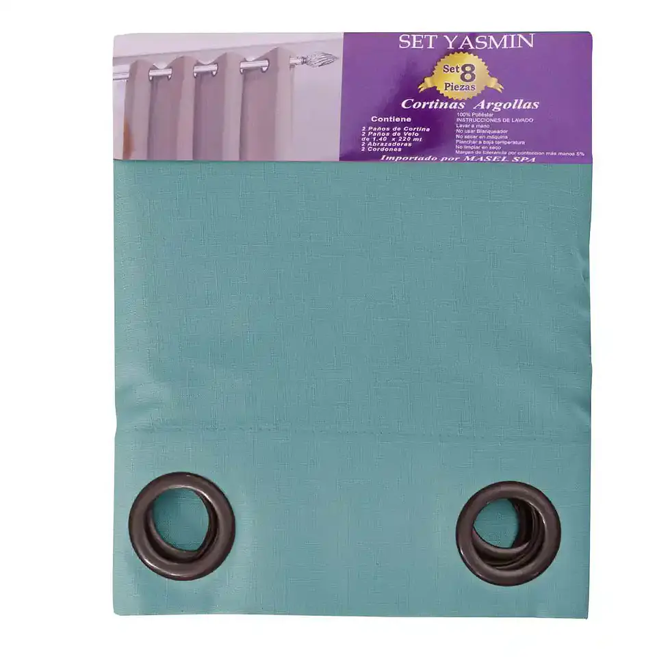 Cortina set Yasmin 8 pzas. 1.40 x 2.25 TURQUESA 2