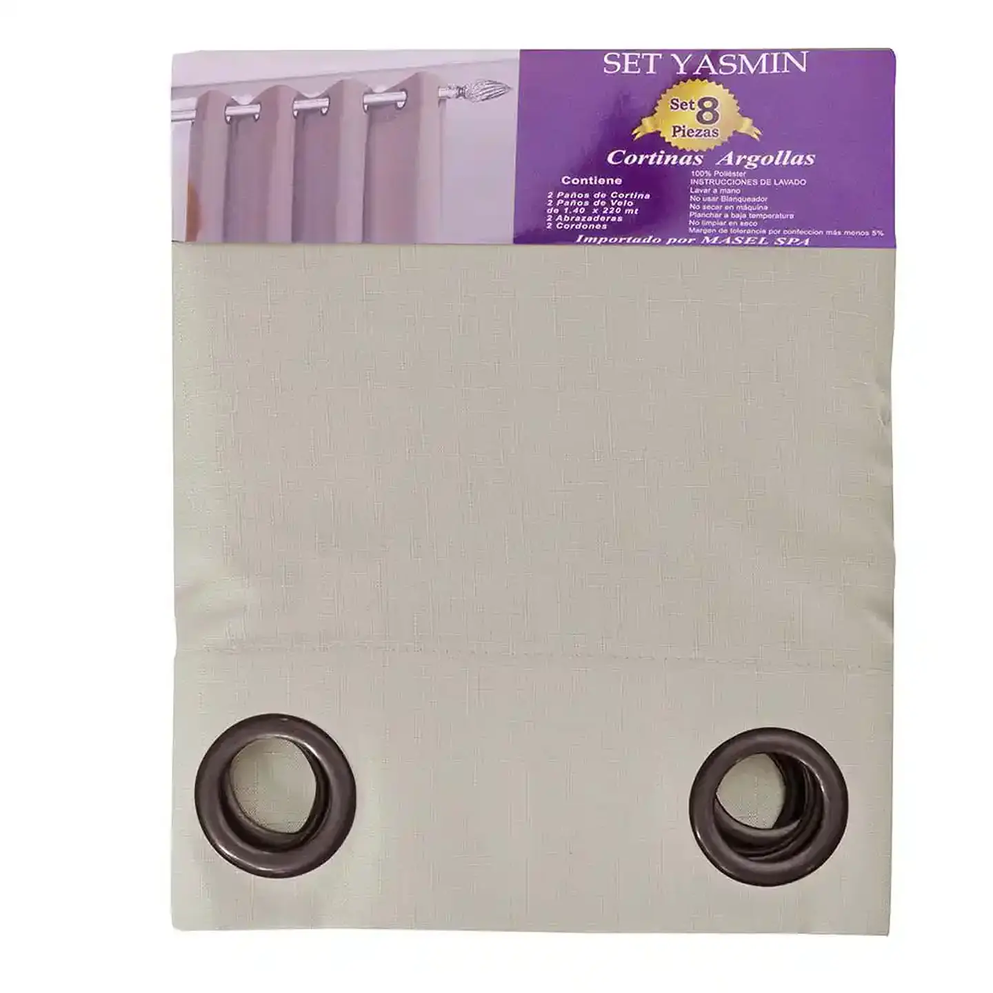 Cortina set Yasmin 8 pzas. 1.40 x 2.25 CRUDO 3