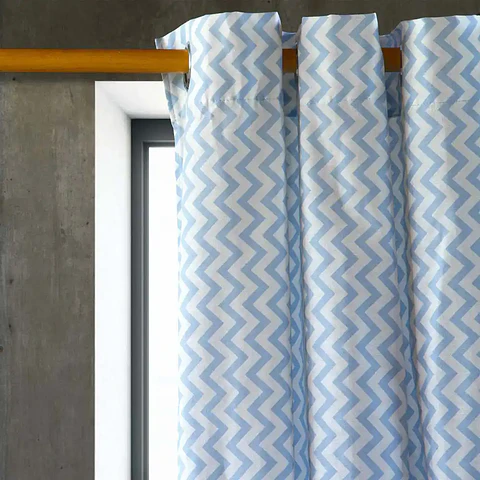 Cortina Argollas Lona Española ZigZag 2.25 cm. BLUE