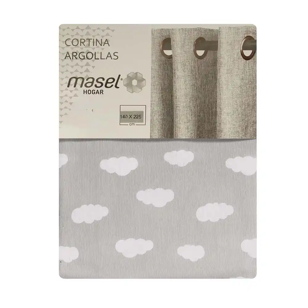 Cortina Argolla Lona Española Nubes Grey 3