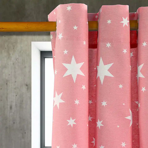 Cortina Argollas Lona Española Estrellas 2.25 cm ROSADO