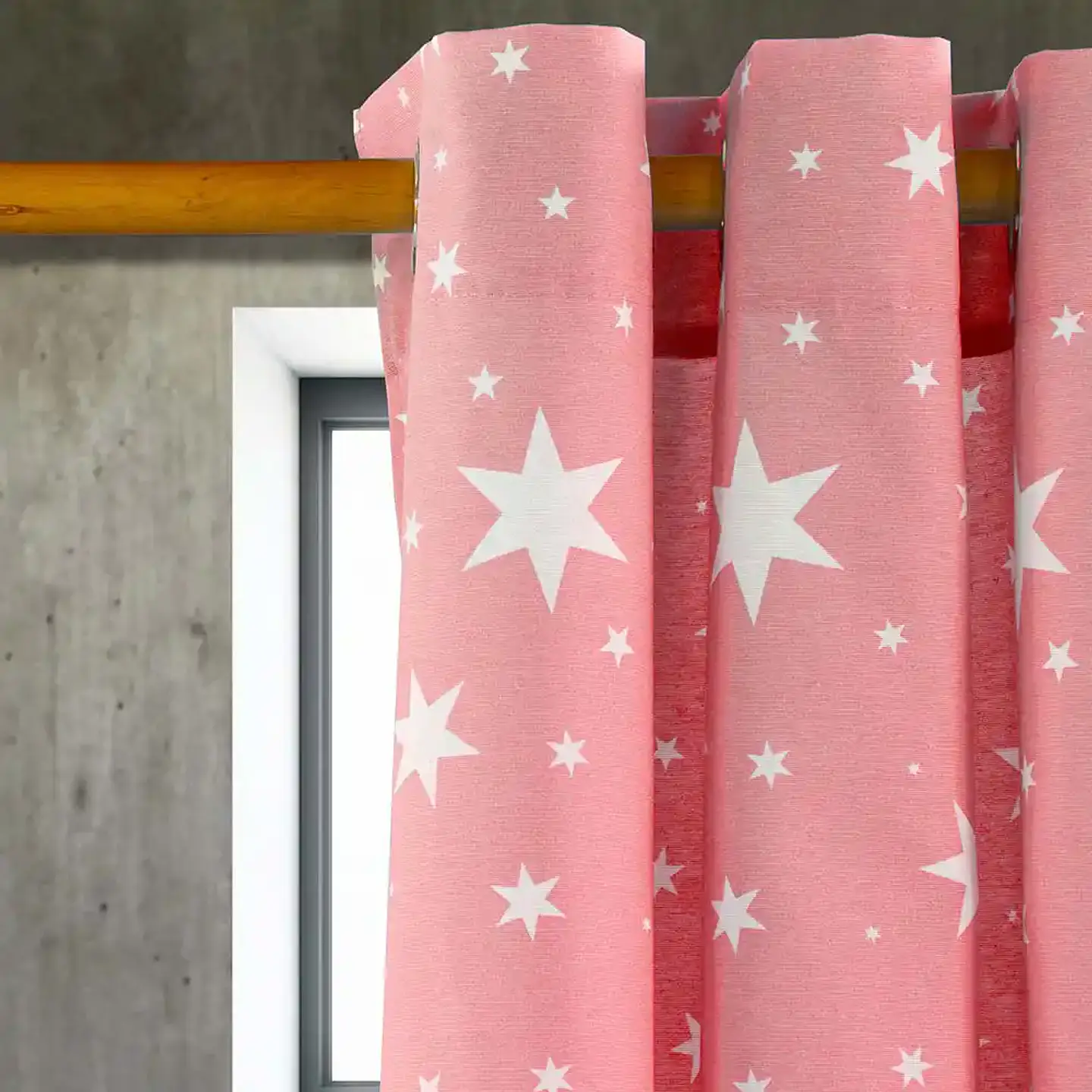 Cortina Argollas Lona Española Estrellas 2.25 cm ROSADO 1