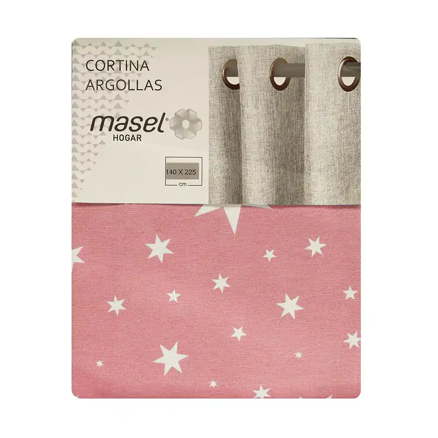 Cortina Argollas Lona Española Estrellas 2.25 cm ROSADO 2