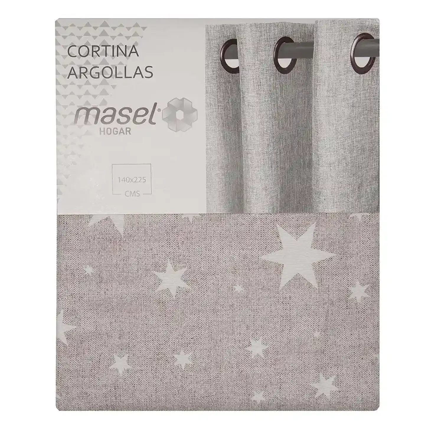 Cortina Argollas Lona Española Estrellas 2.25 cm BEIGE 2