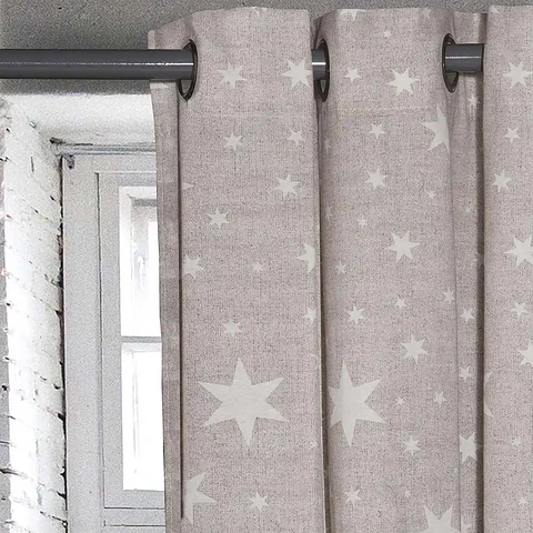 Cortina Argollas Lona Española Estrellas 2.25 cm BEIGE