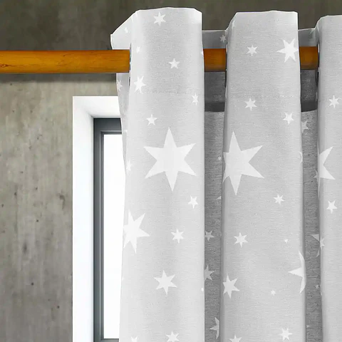 Cortina Argollas Lona Española Estrellas 2.25 cm GREY