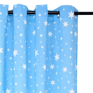 Cortina Argollas Lona Española Estrellas 2.25 cm Light Blue