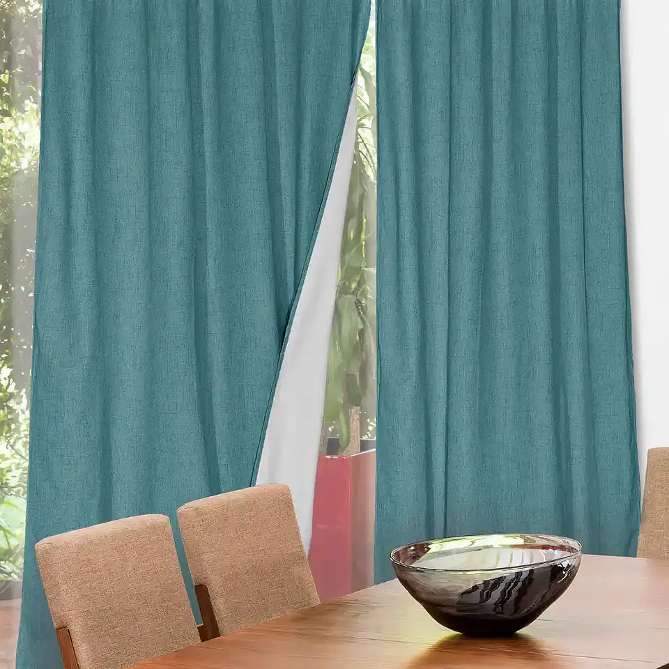 Set 2 CortinaS Black Out Lino Turquesa 1