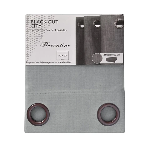 Cortina Argollas Black Out City Gris 140x225