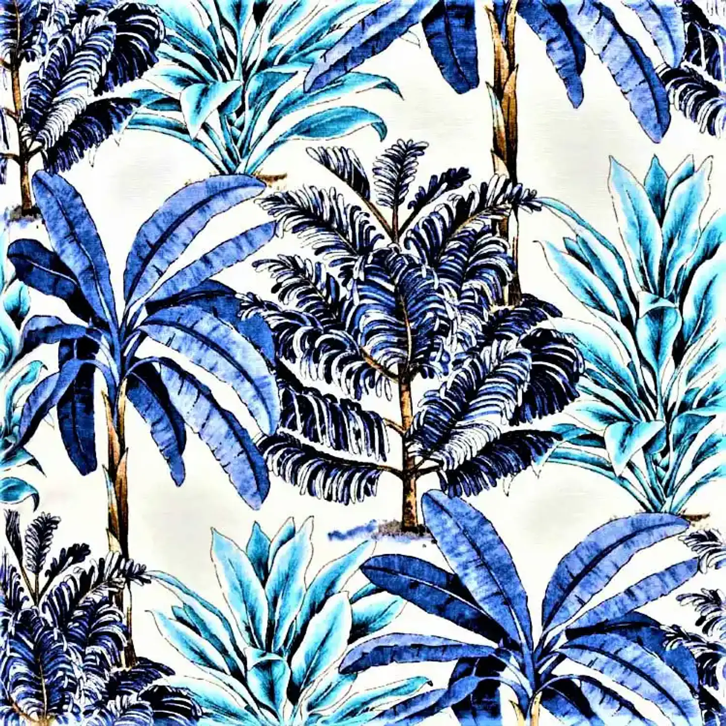 Cojín Lona Palmeras Azul 50x50cm 2