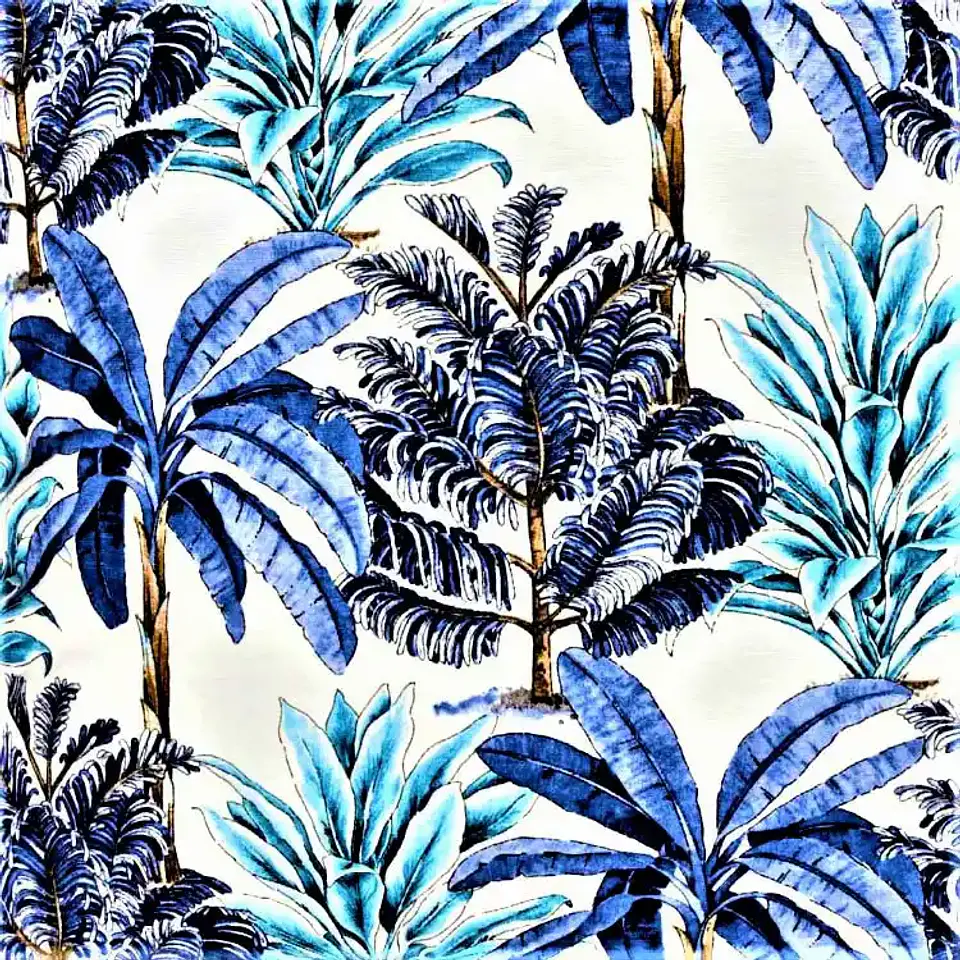 Cojín Lona Palmeras Azul 50x50cm 2