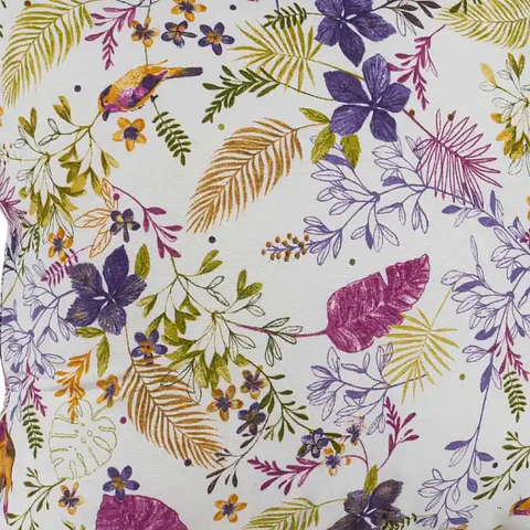Cojín Lona Pajaritos Morado 50x50cm