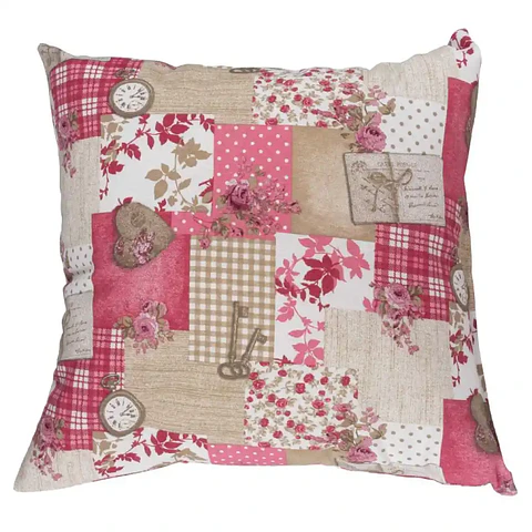 Cojín Lona Patchwork Burdeo 50x50cm