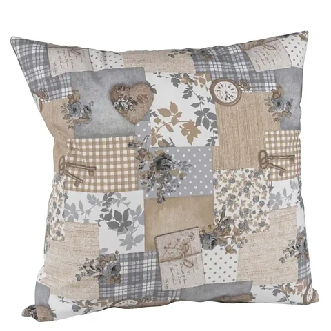 Cojín Lona Patchwork Gris 50x50cm