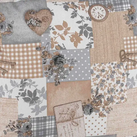 Cojín Lona Patchwork Gris 50x50cm