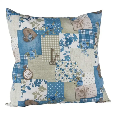Cojín Lona Patchwork Azul 50x50cm