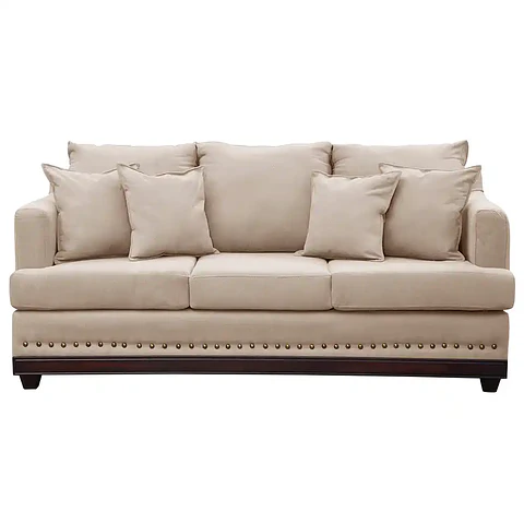 Sofá 3c Estambul Tachas Tela Beige 220x90x95