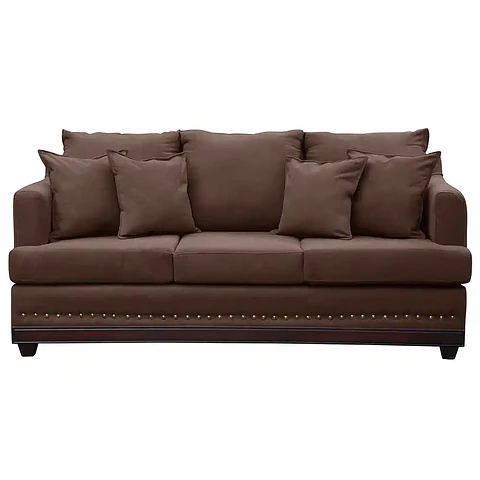 Sofá 3c Estambul Tachas Tela Chocolate 220x90x95