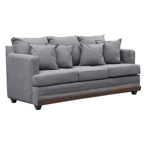 Sofá 3c Estambul Tachas Tela Gris 220x90x95
