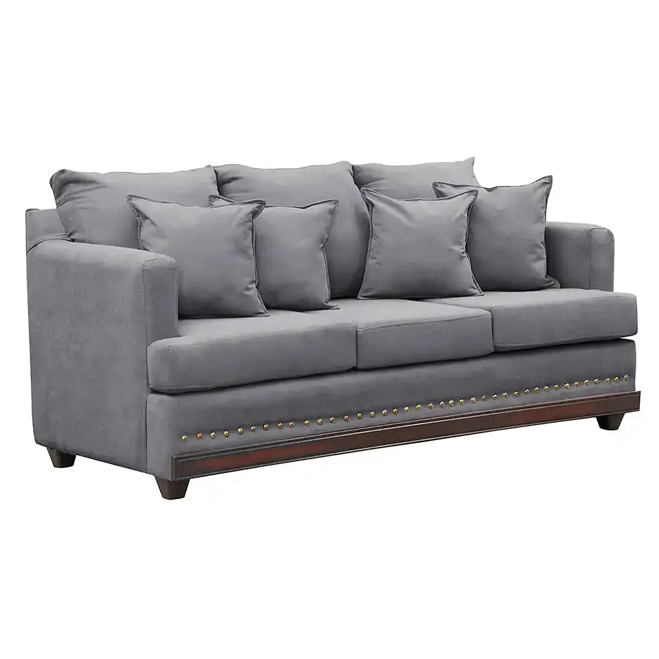 Sofá 3c Estambul Tachas Tela Gris 220x90x95 2