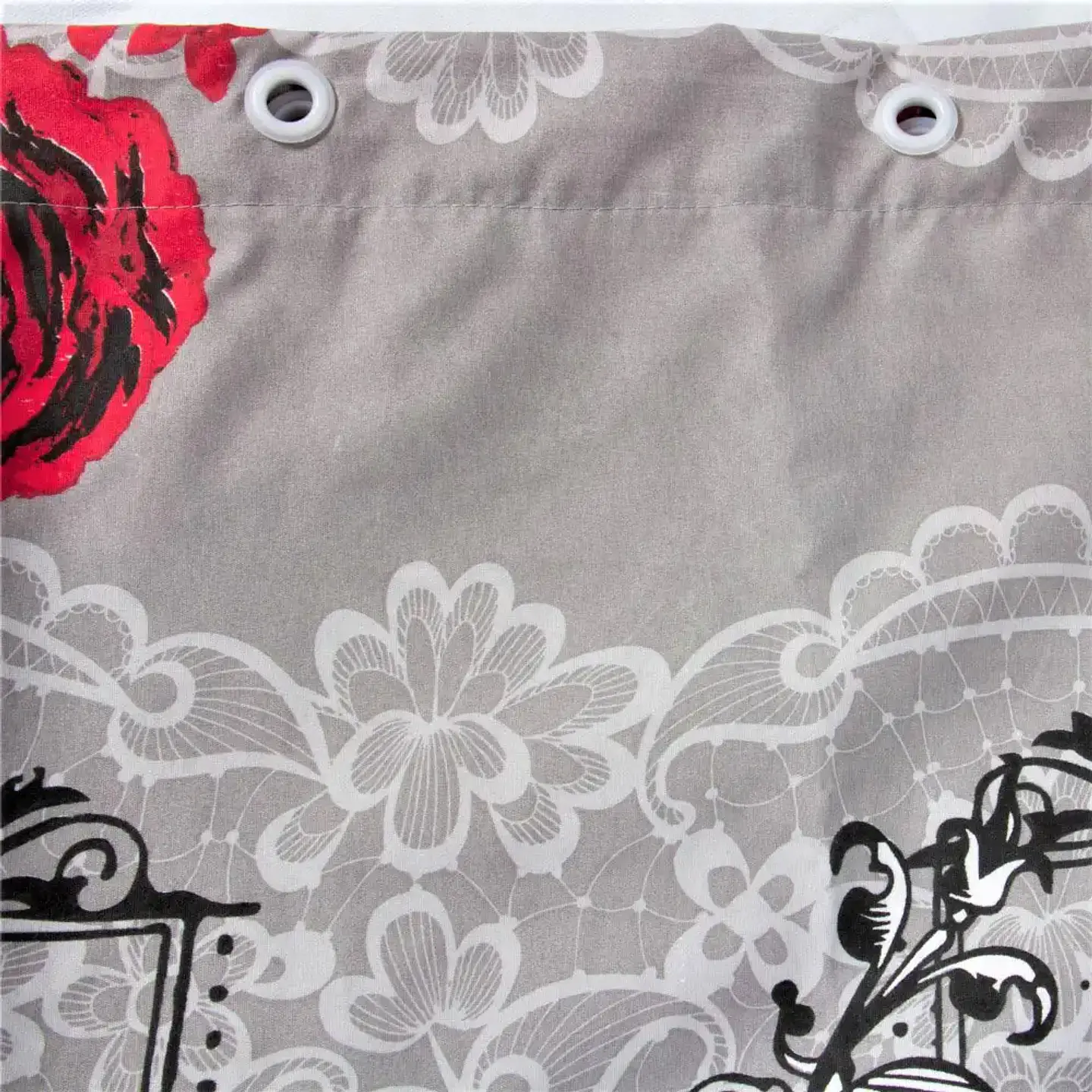 Cortina Baño Bicolor Rosas Black 3
